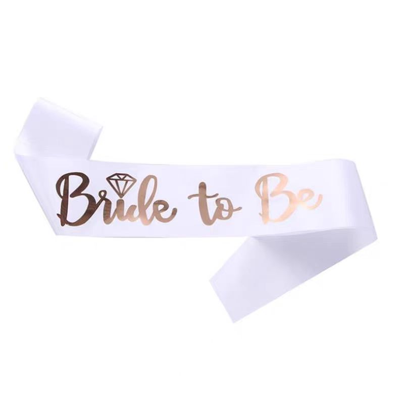 Bride Tribe Sash - 結婚披露宴用のサテンサッシ,ブライダルシャワー用品,ピンクゴールド,独身パーティー用のチームブライド,ヘンデコレーション,1セット