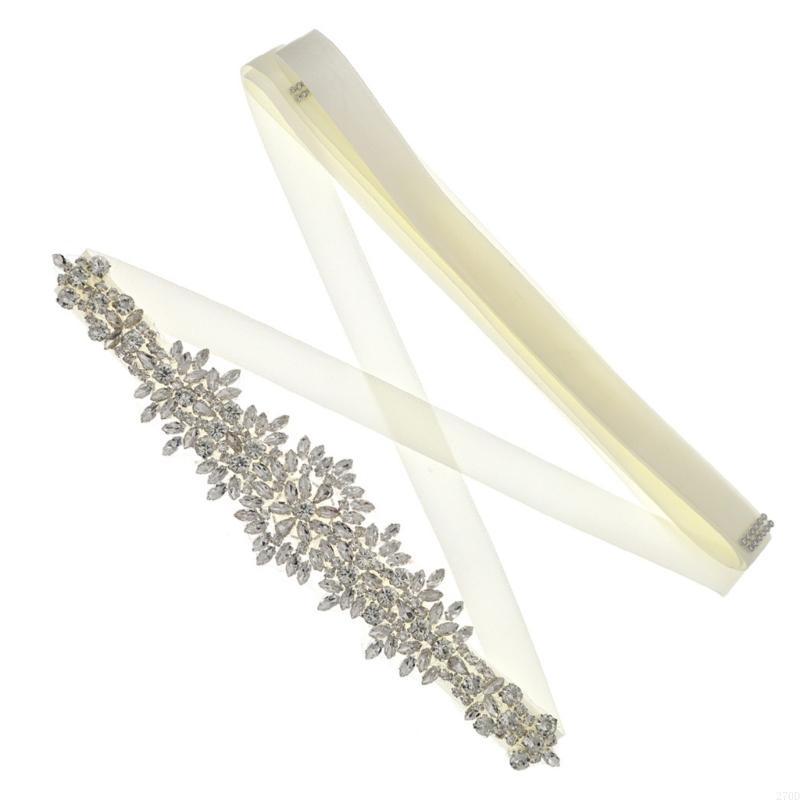 Bridal Sash Ribbon - 豪華なクリスタルウェディングサッシュラインストーンリボンベルトブライダルドレスアクセサリー