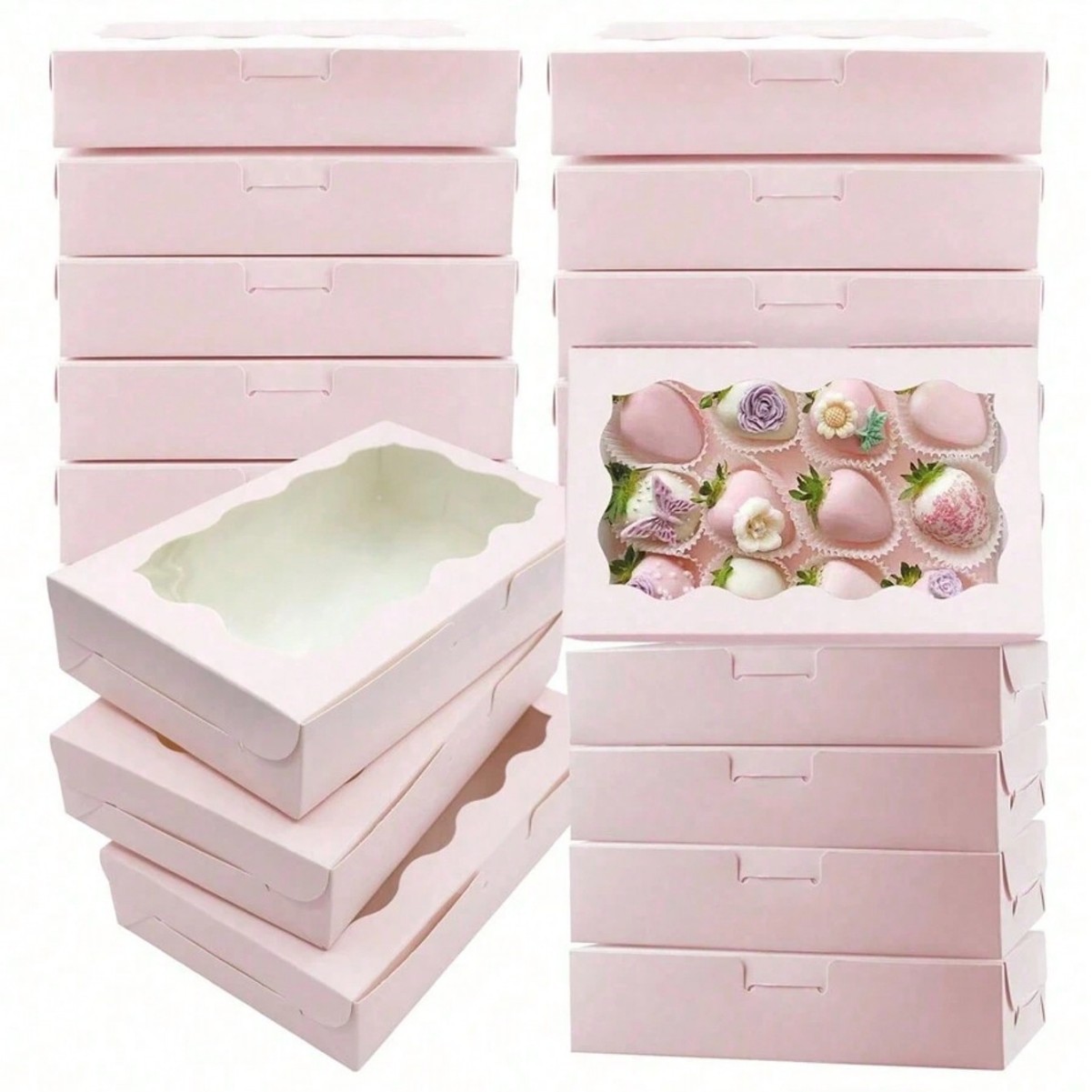 Wedding Favor Box - 10/30/50 個クラフト紙ケーキキャンディボックス長方形オープンウィンドウ結婚式チョコレートギフト包装ボックスベーキングパーティー用品新