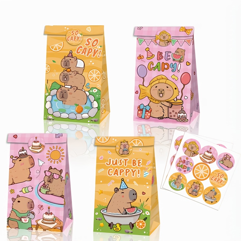 Wedding Favor Box - 12/24/48 個カピバラキャンディバッグ誕生日パーティー用品お祝いパーティーギフトバッグ漫画パターンサプライズボックス紙袋