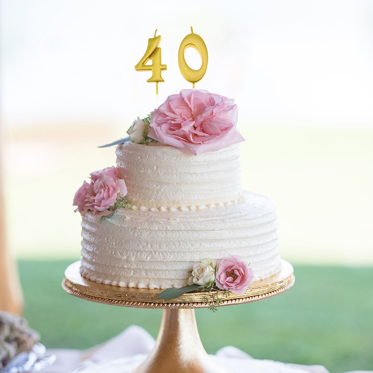 Wedding Cake Supply - 2 個 40 歳の誕生日ナンバーキャンドル ゴールデンパラフィンケーキデコレーション 40