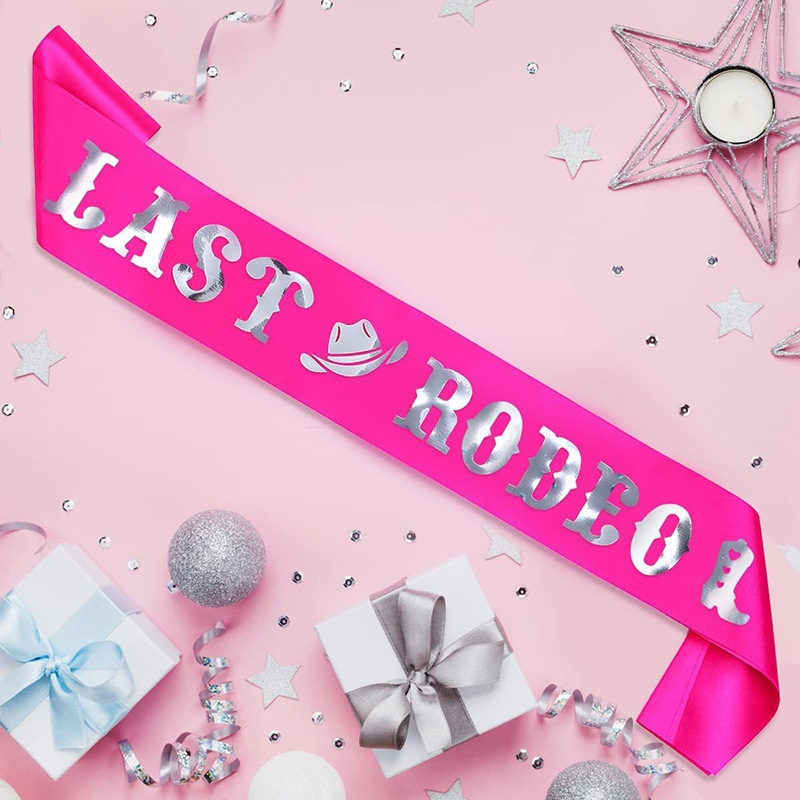 Bride Tribe Sash - バチェロレッテパーティー用ショルダーストラップサッシ、最後のロデオ、結婚披露宴の装飾、西洋の騎乗位のテーマ、ブライダルシャワー、1個