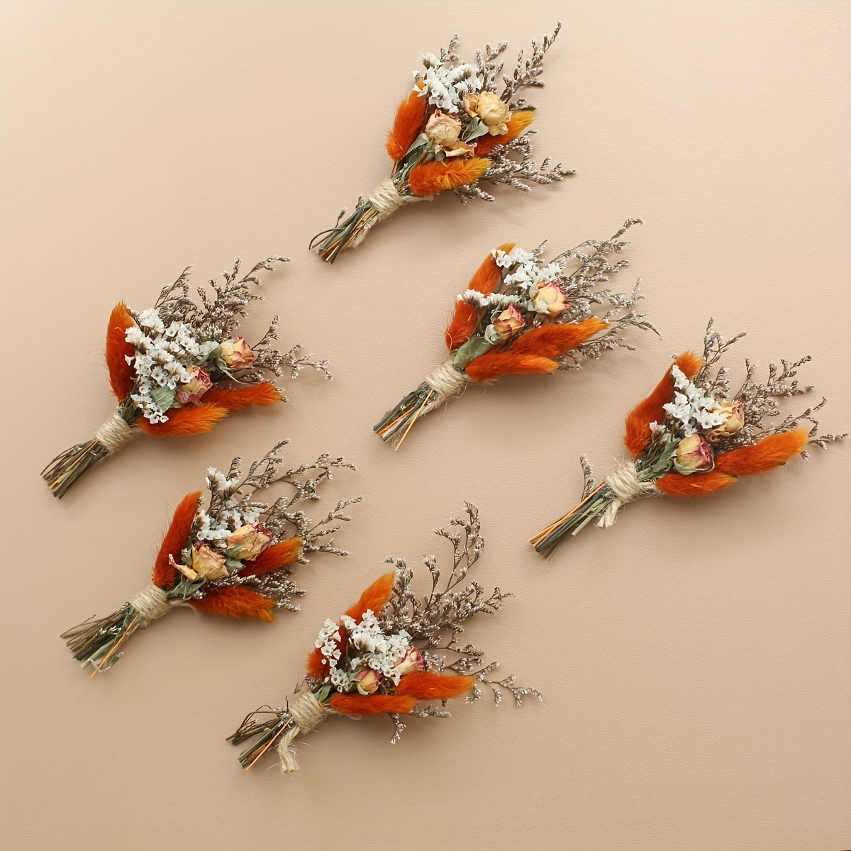 Wedding Supply Rentals - 6 花束/ロット ドライフラワー ミニウェディングコサージュ 花嫁用 ブライズメイド
