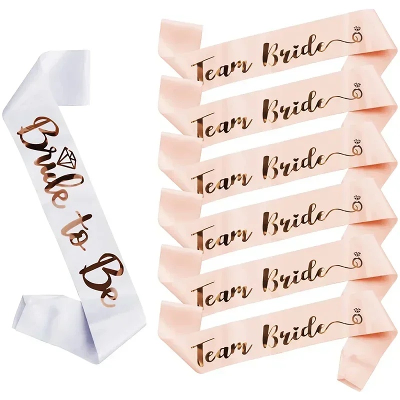 Bride Tribe Sash - 1セット ブライダルサッシュ ローズゴールドデザイン チームブライド 未来の花嫁 サテンサッシュ