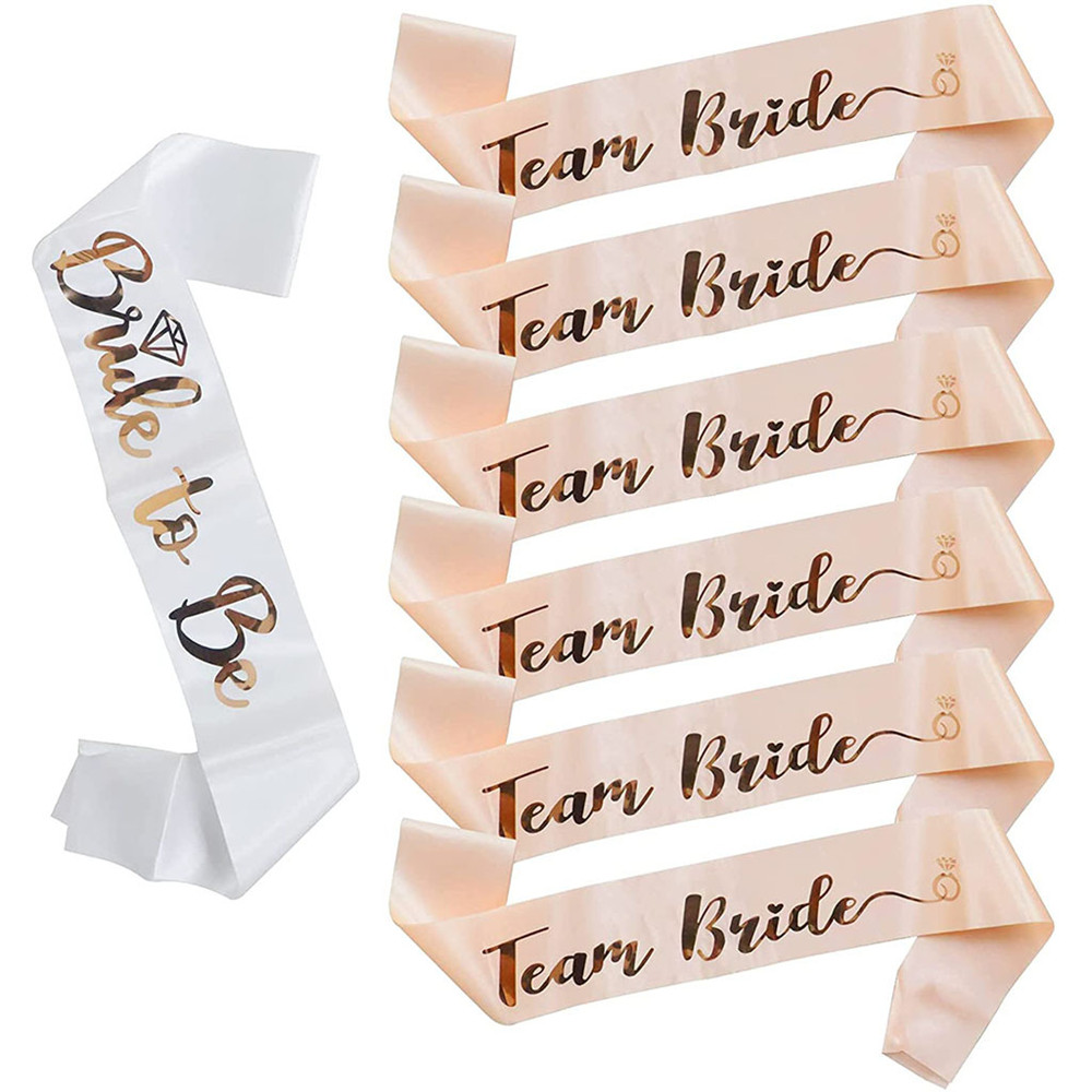 Bride Tribe Sash - 1セット ローズゴールド チーム花嫁 サテンサッシュ 独身最後のパーティー飾り付け 女子会