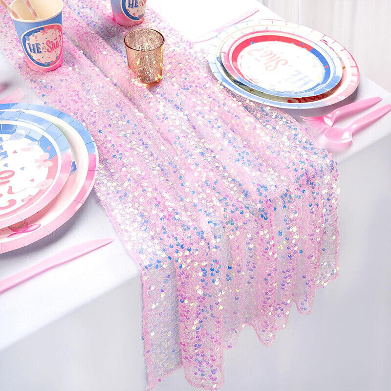 Table Runner Sequin - スパークリングスパンコールテーブルランナー誕生日パーティーウェディングフェスティバル装飾グリッターホログラフィックマーメイドテールスケールスパンコールテーブルランナー