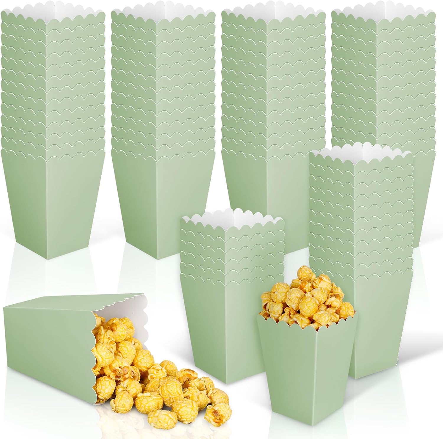 Wedding Favor Box - 12 個セージグリーンミニポップコーンボックスグリーンポップコーンバケツキャンディー好意ボックス映画ナイトパーティー用品