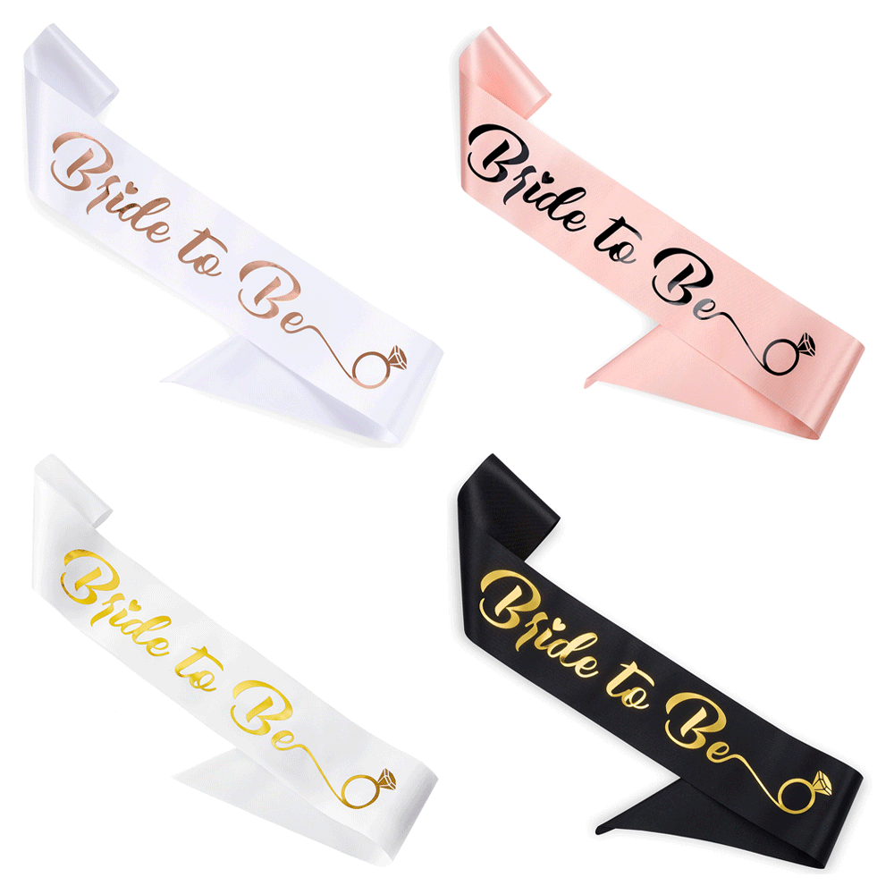 Bride Tribe Sash - ブライダルシャワー、ブライダルシャワー、結婚式、婚約チーム用品と金箔のレタリングを備えた花嫁の独身パーティーサッシ