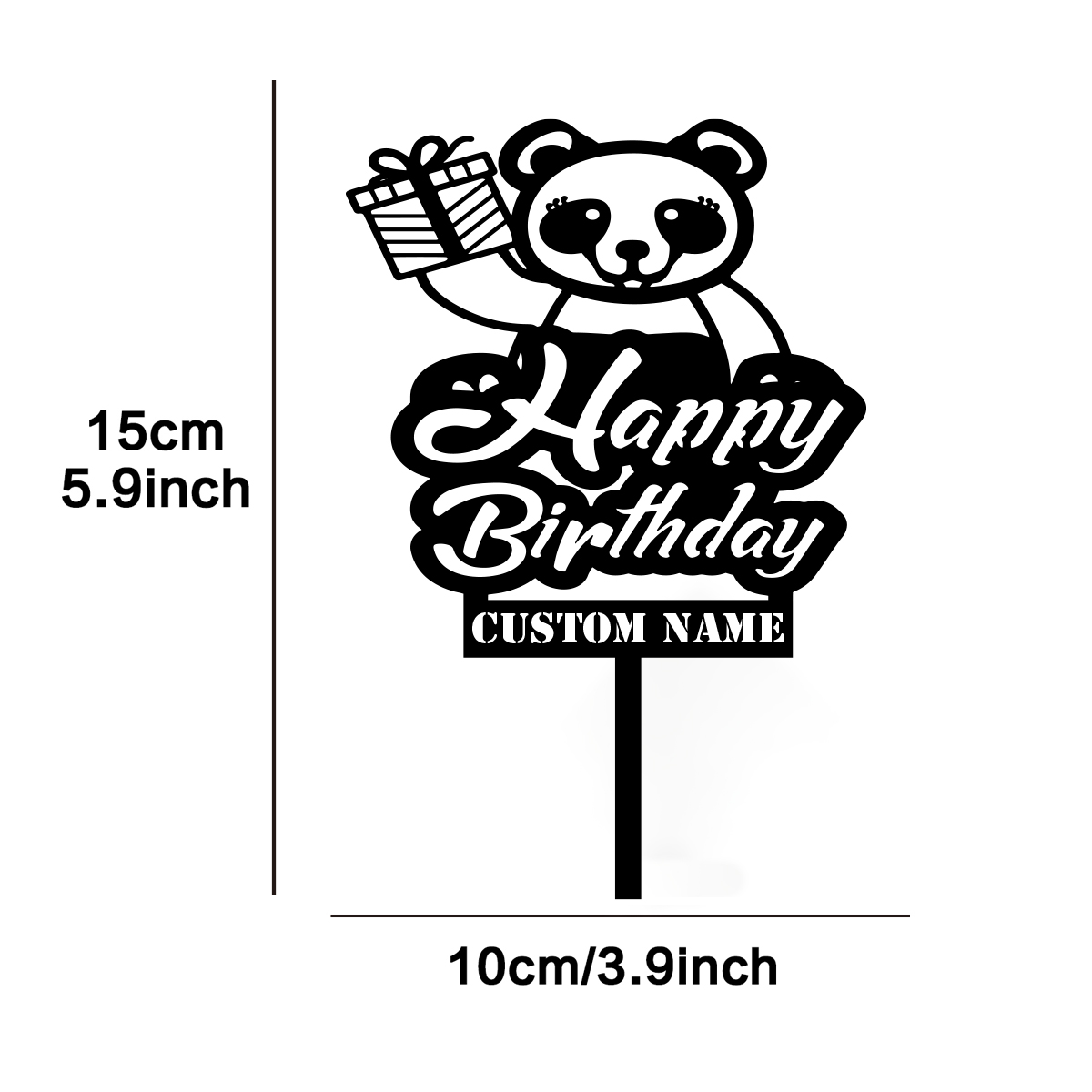 Wedding Cake Supply - 1PC かわいいハッピーバースデーの願いをこめて、クマ柄のカスタマイズされた名前入りケーキトッパーバートッパー用品結婚式の記念品ギフト