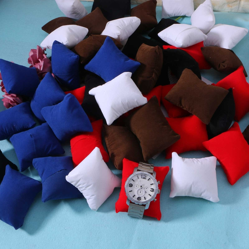 Ring Bearer Pillow - 10ピース/セットベルベットブレスレット時計枕多色ジュエリーブレスレットディスプレイクッションホルダーオーガナイザー枕5色