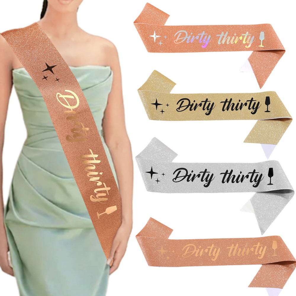 Bride Tribe Sash - Dirty Thirty サッシュ グリッターサテン Dirty 30