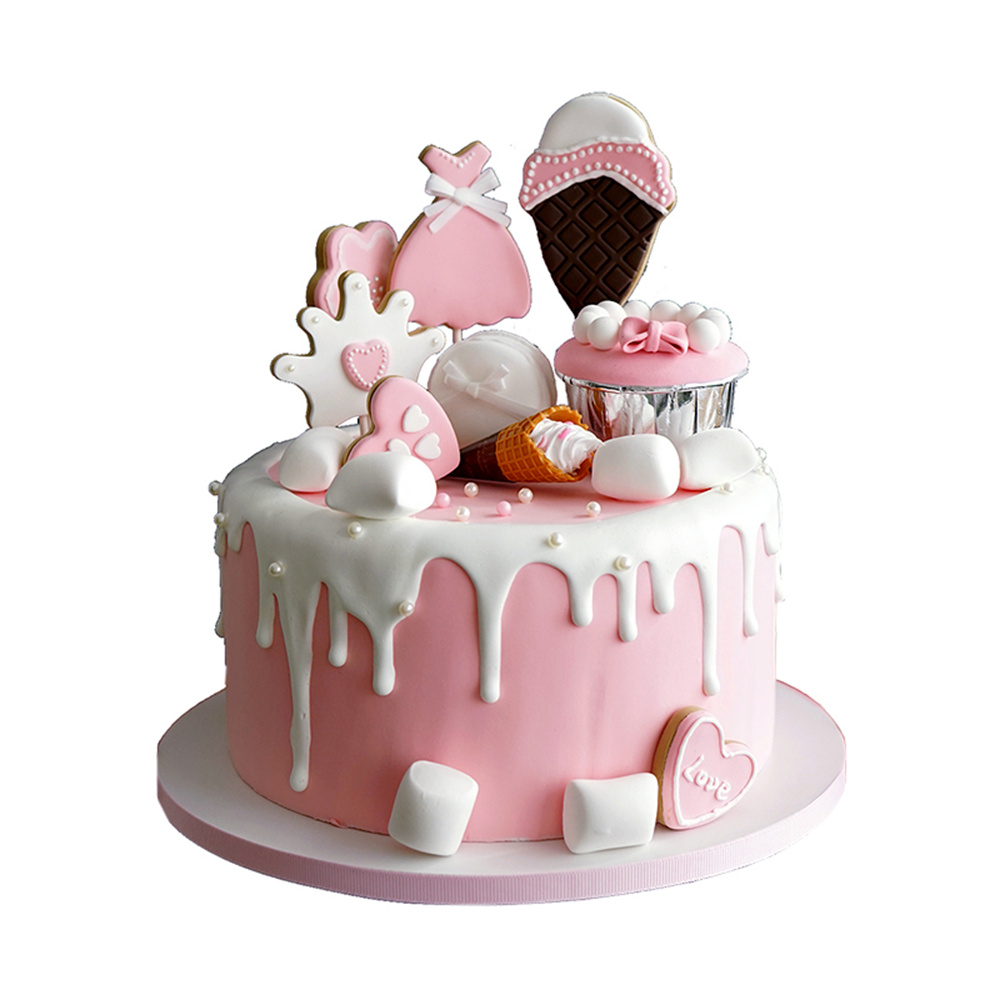 Wedding Cake Supply - 人工シミュレーションケーキ フェイクデザート フードプロップ 結婚式 パーティー用品 ベビーシャワー飾り