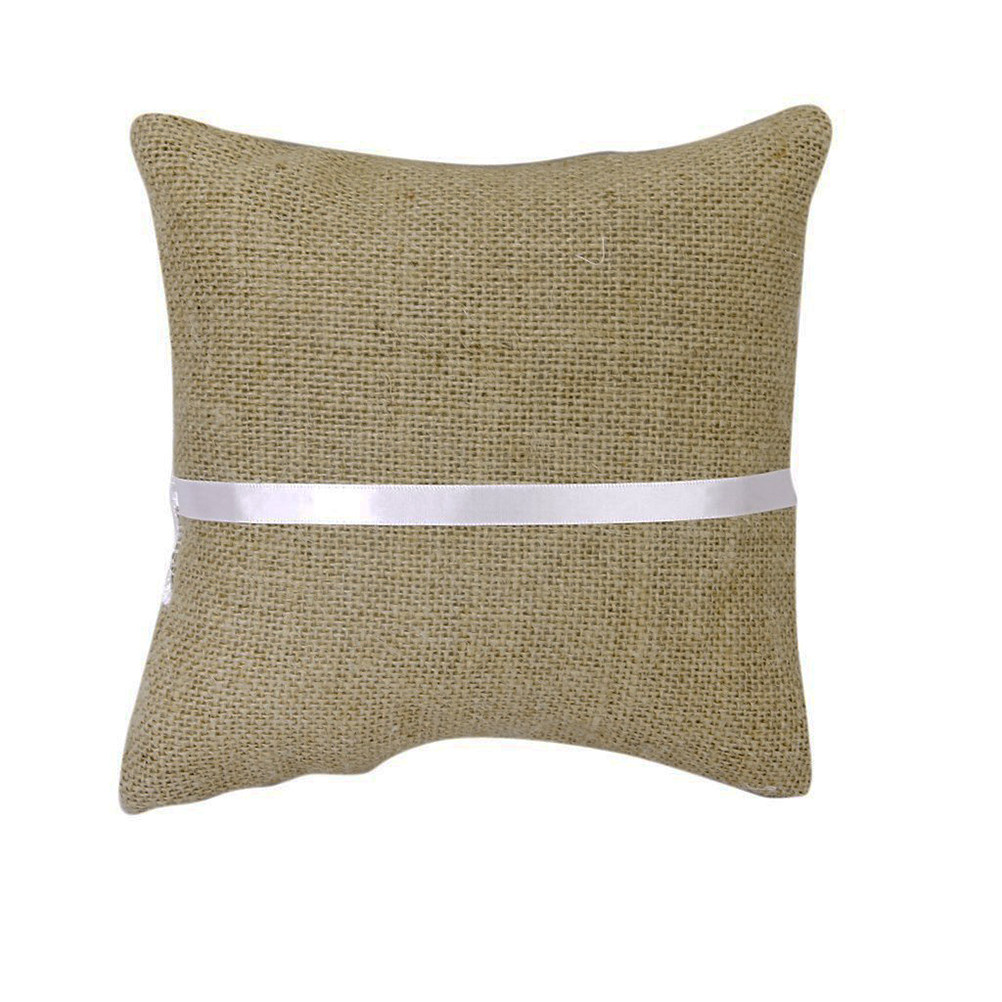 20x20cm ジュート製結婚指輪枕 ブラウンとホワイトの天 - Ring Bearer Pillow のレビューと価格