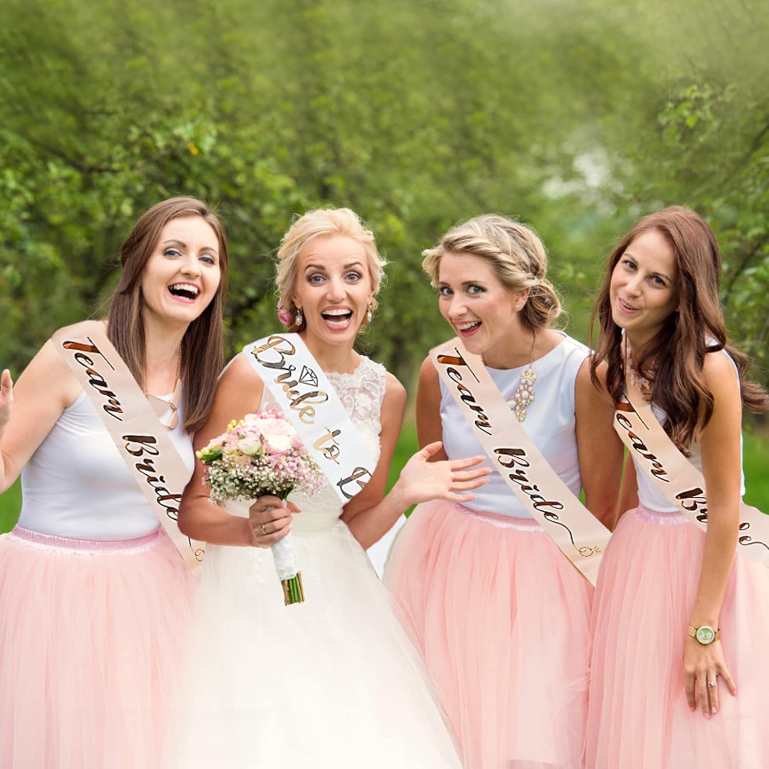 25個/セットのローズゴールデンサッシュベルト、白いサテン「 - Bride Tribe Sash のレビューと価格