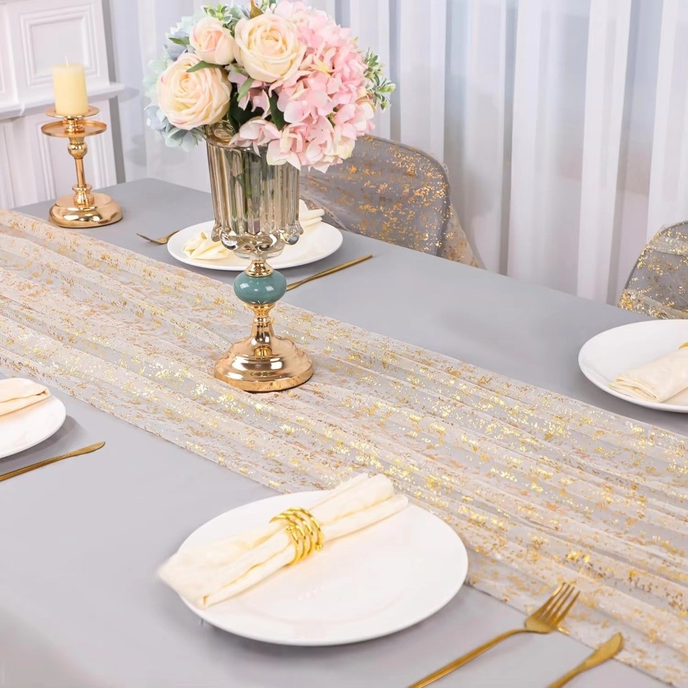 ゴールドスパンコールグリッターホットスタンプテーブルフラッグ - Table Runner Sequin のレビューと価格