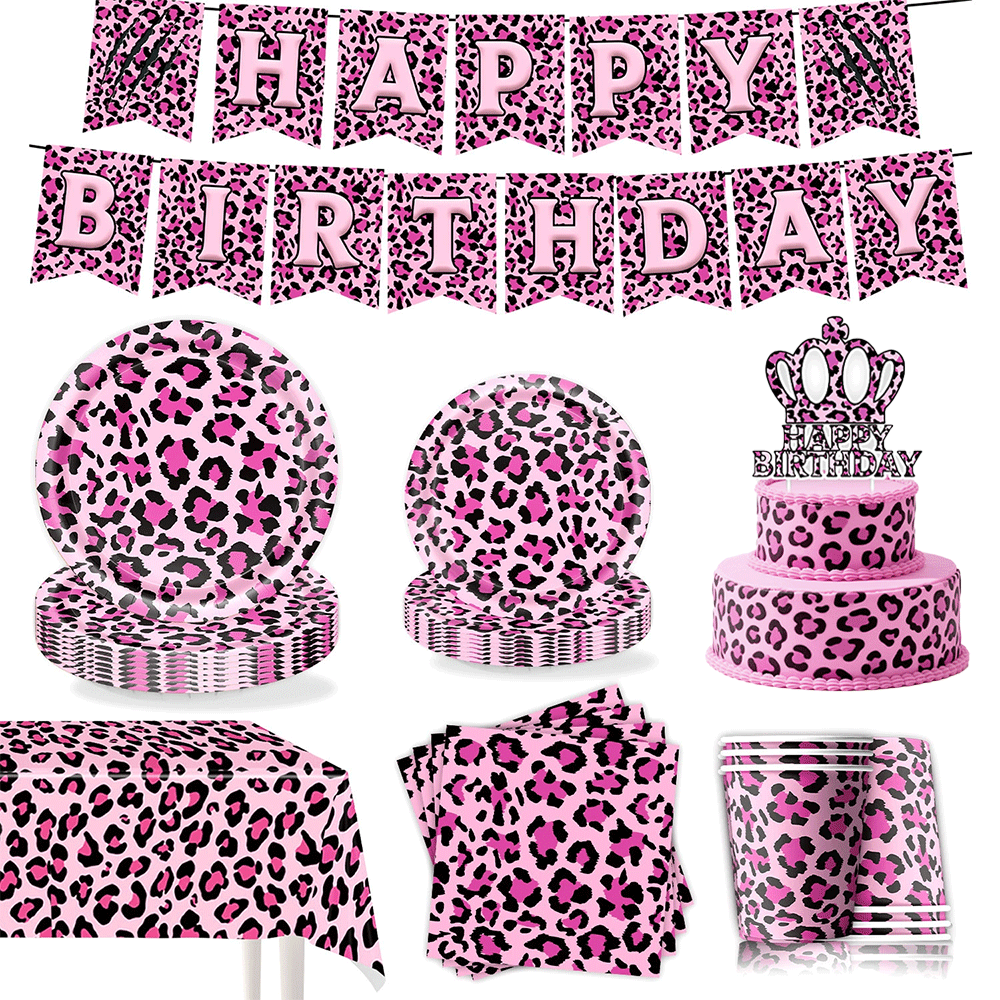 ピンクのヒョウ柄の誕生日パーティー用品デコレーションキット（ - Wedding Day Supply Kit のレビューと価格