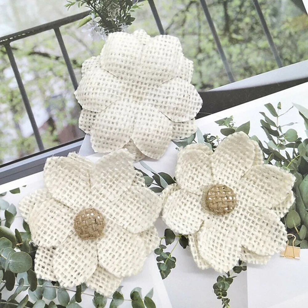 10 個手作り天然ジュート黄麻布ヘシアン花 DIY クラフト - Wedding Supply Rentals のレビューと価格