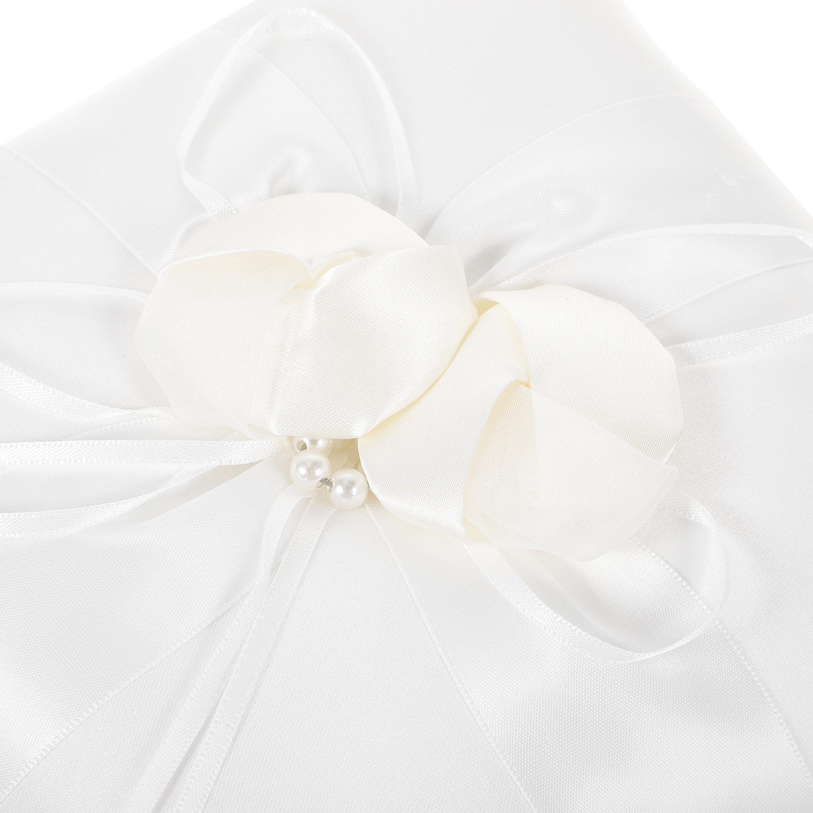20x20cm エレガントなホワイトサテンポケットリングピロ - Ring Bearer Pillow のレビューと価格