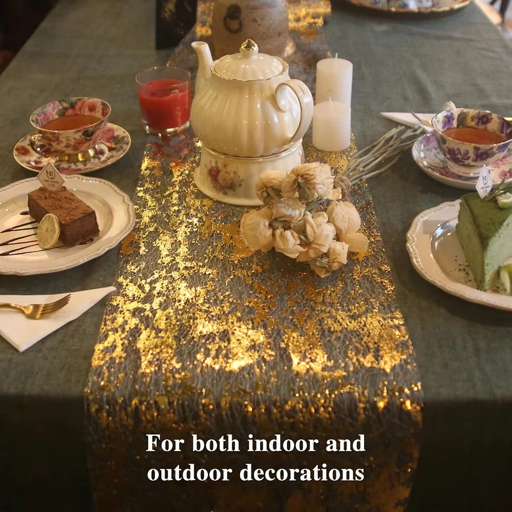 スパークルメタリックゴールドテーブルランナー、スパンコールグ - Table Runner Sequin のレビューと価格