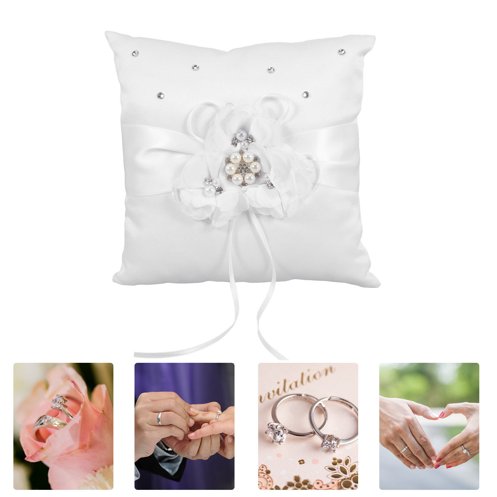 20 × 20 センチメートルフラワーウェディングリングピロ - Ring Bearer Pillow のレビューと価格