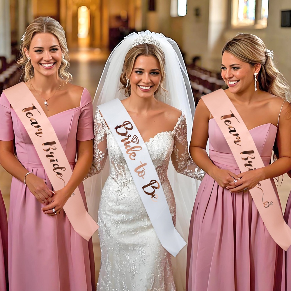 1セット ローズゴールド チーム花嫁 サテンサッシュ 独身最 - Bride Tribe Sash のレビューと価格