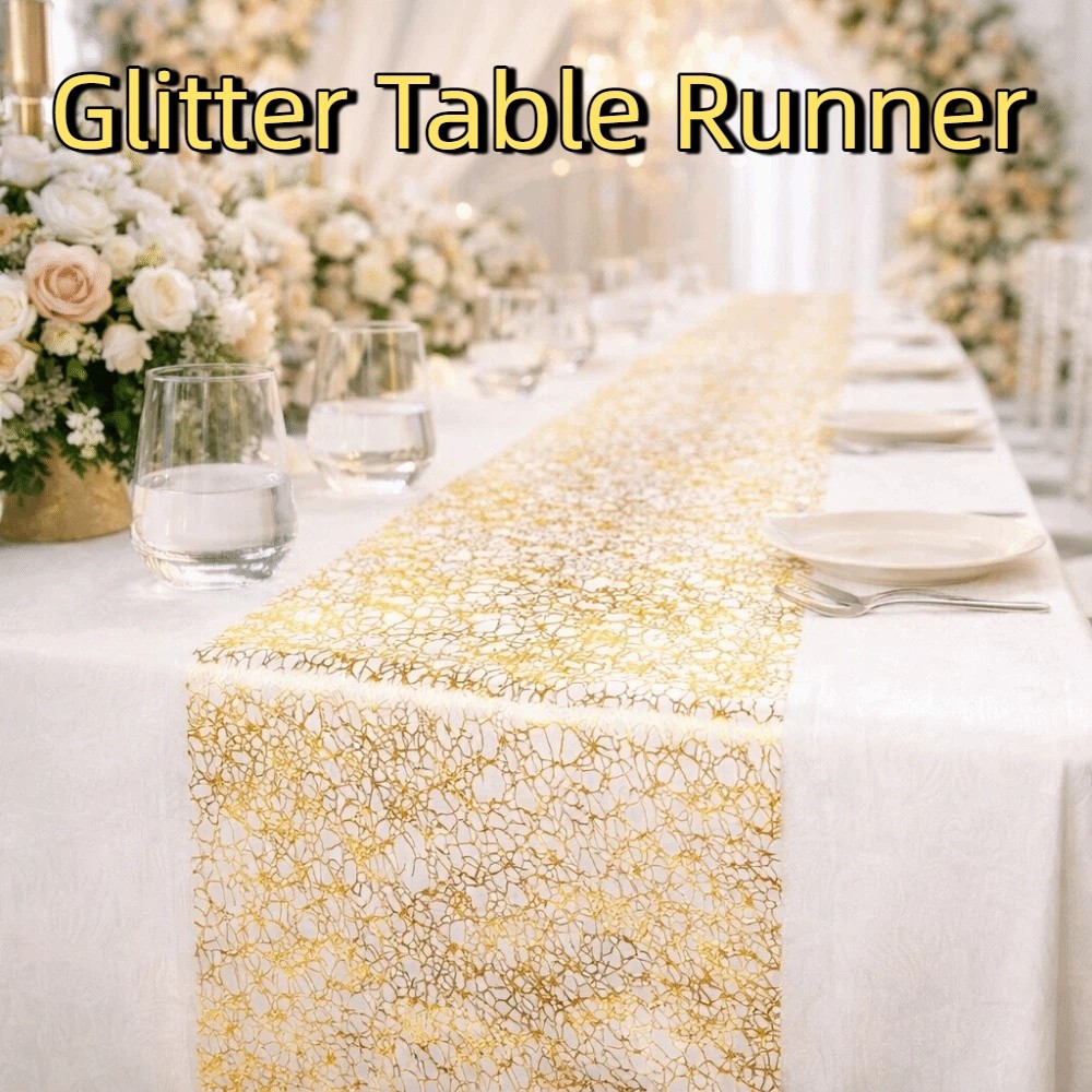 キラキラ輝くグリッターテーブルランナー 長方形カオスパターン - Table Runner Sequin のレビューと価格