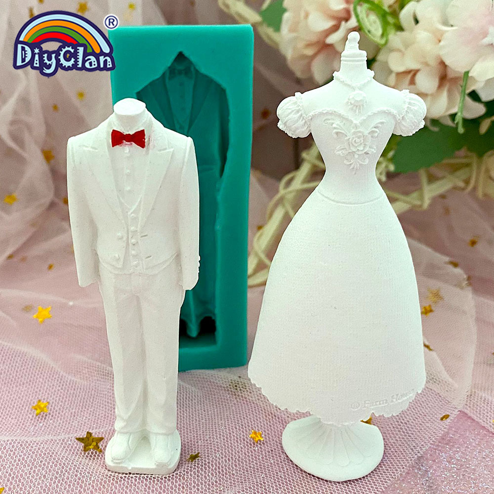 結婚式の装飾シリコンモールドウェディングドレスフォンダンケー - Wedding Cake Supply のレビューと価格