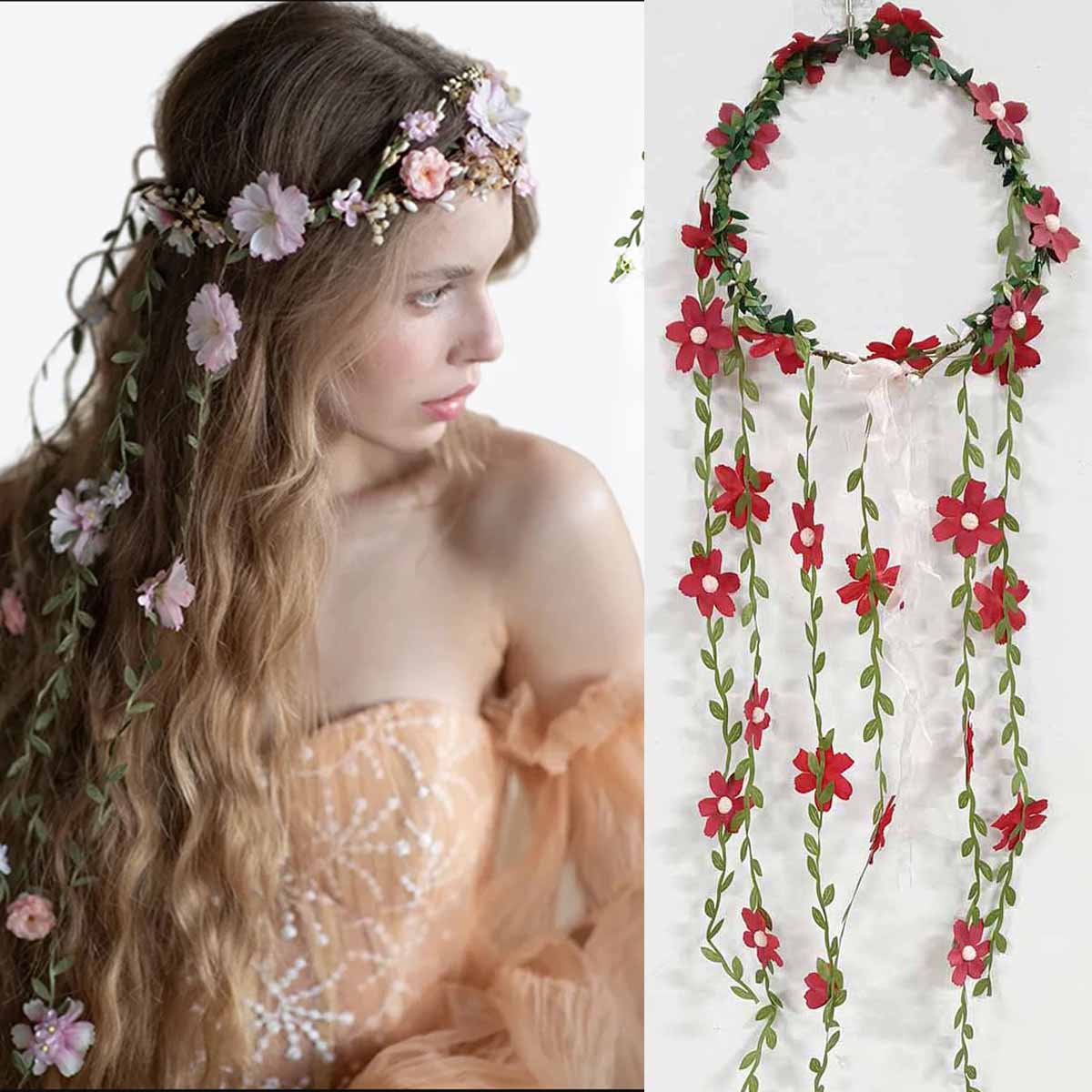 ボヘミアン籐花蔓クラウンヘッドバンド花嫁の結婚式のヘアアクセ - Wedding Supply Store のレビューと価格