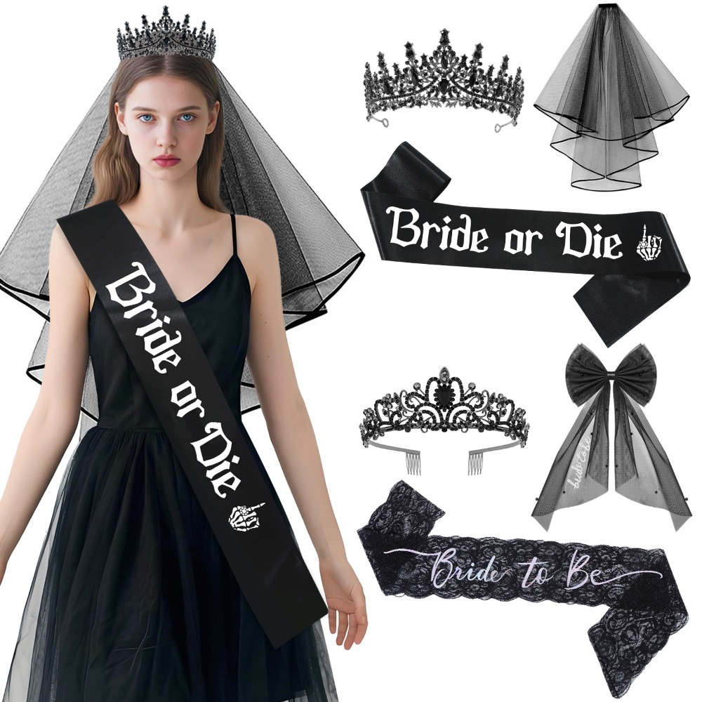 3個セット ゴシック調 ブラック ブライダルアクセサリー 花 - Bride Tribe Sash のレビューと価格