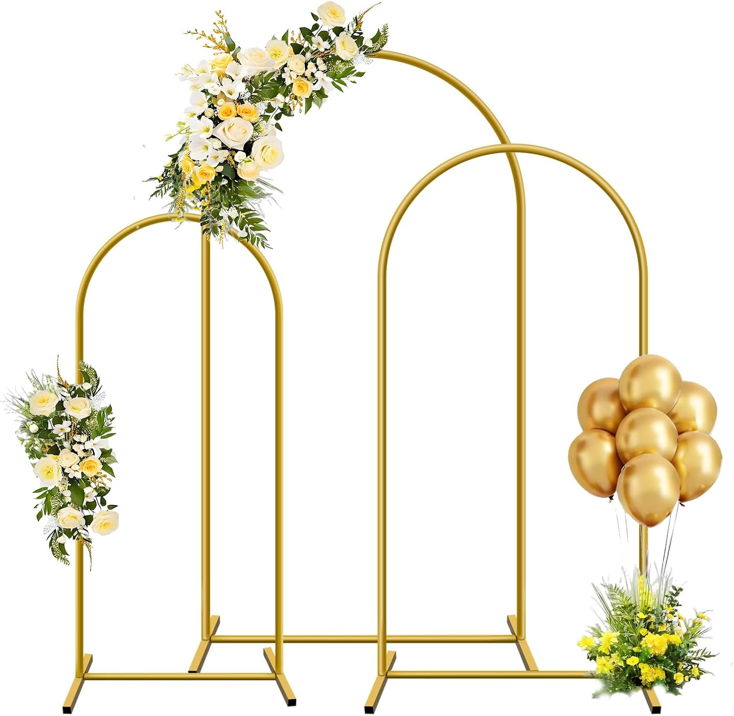 1pc ゴールドメタルアーチ背景スタンドアーチフレームバルー - Wedding Balloon Arch のレビューと価格