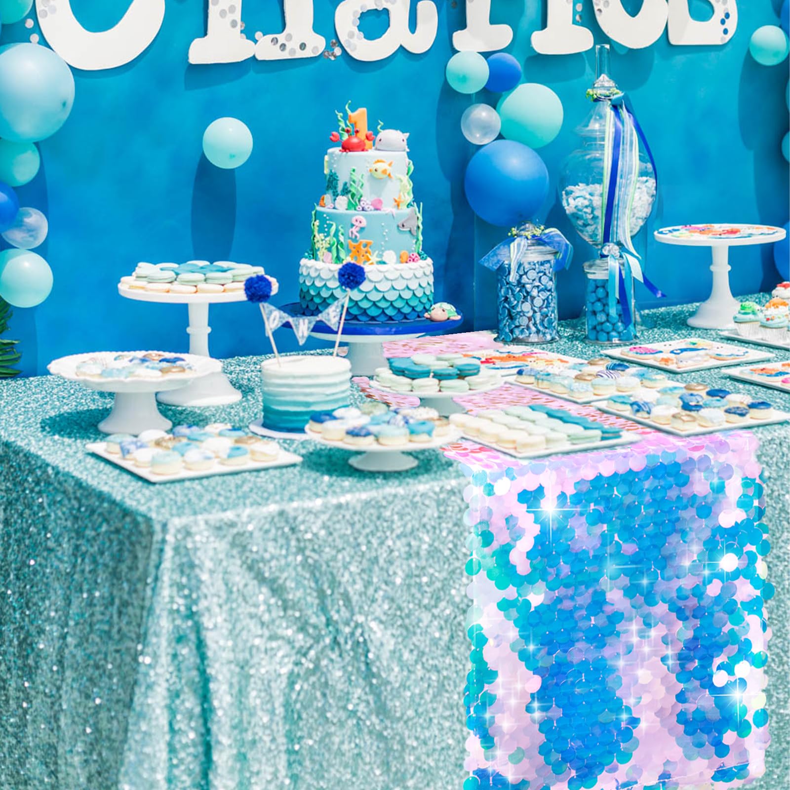 マーメイドパーティーテーブルランナーマーメイドテールスケール - Table Runner Sequin のレビューと価格