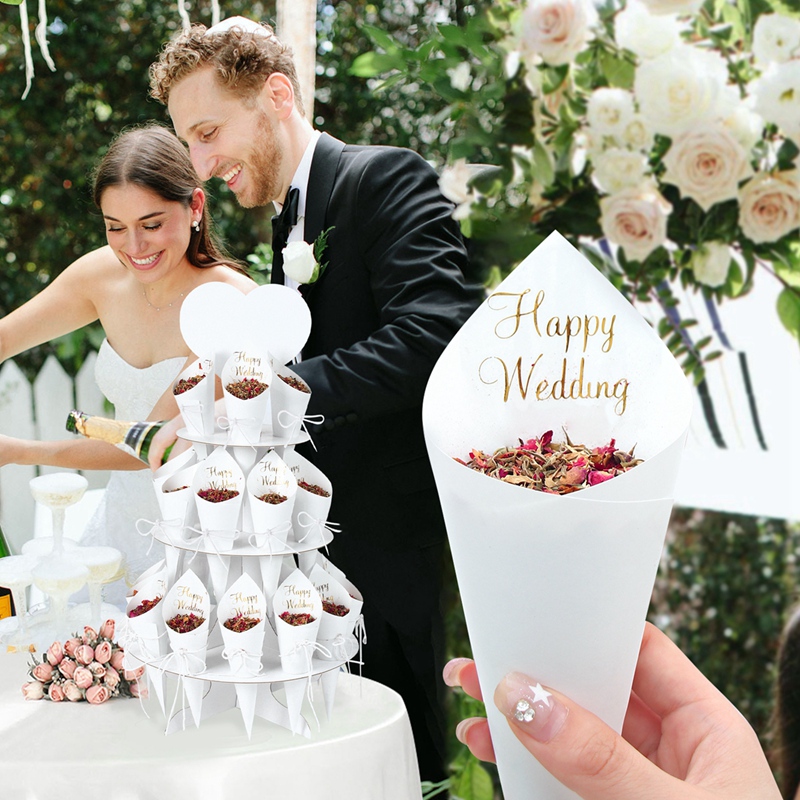クラフト紙のウェディングトレイ,紙吹雪コーンスタンド,素朴な - Wedding Supply Rentals のレビューと価格