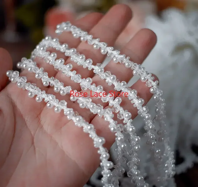 3ヤードパールレーストリム、パールリボン、パールビーズレース - Bridal Sash Ribbon のレビューと価格