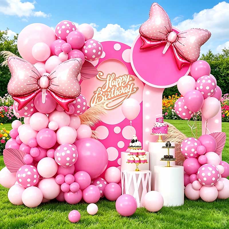 99個入り ピンクのリボン付きミニー箔風船ガーランドアーチキ - Wedding Day Supply Kit のレビューと価格