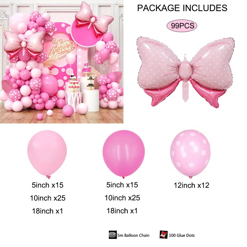 99個入り ピンクのリボン付きミニー箔風船ガーランドアーチキ - Wedding Day Supply Kit のレビューと価格
