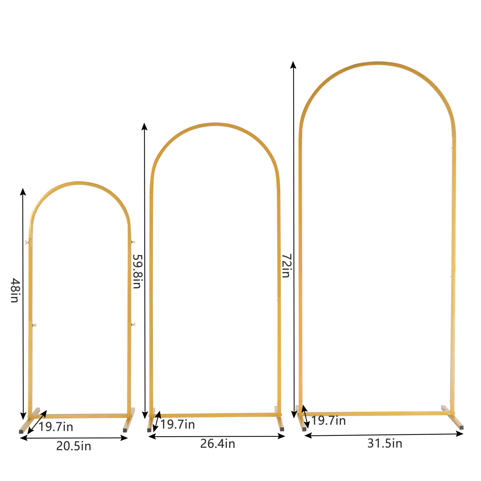 3個セット ゴールデンメタルアーチキット、調整可能＆ポータブ - Wedding Balloon Arch のレビューと価格