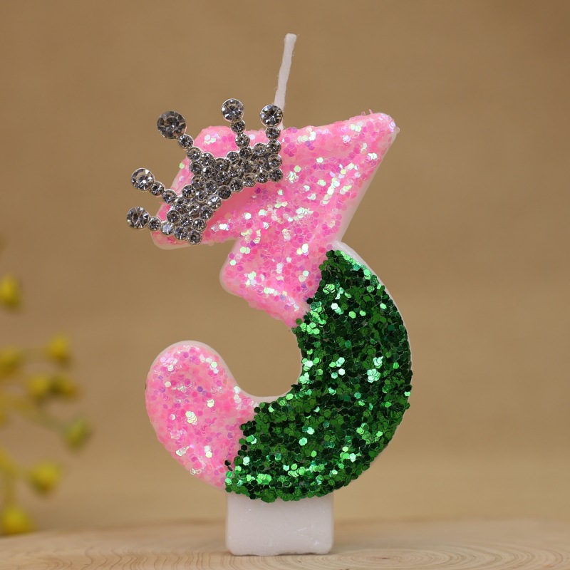 輝くライトグリーンのプリンセスクラウン誕生日ナンバーキャンド - Wedding Cake Supply のレビューと価格