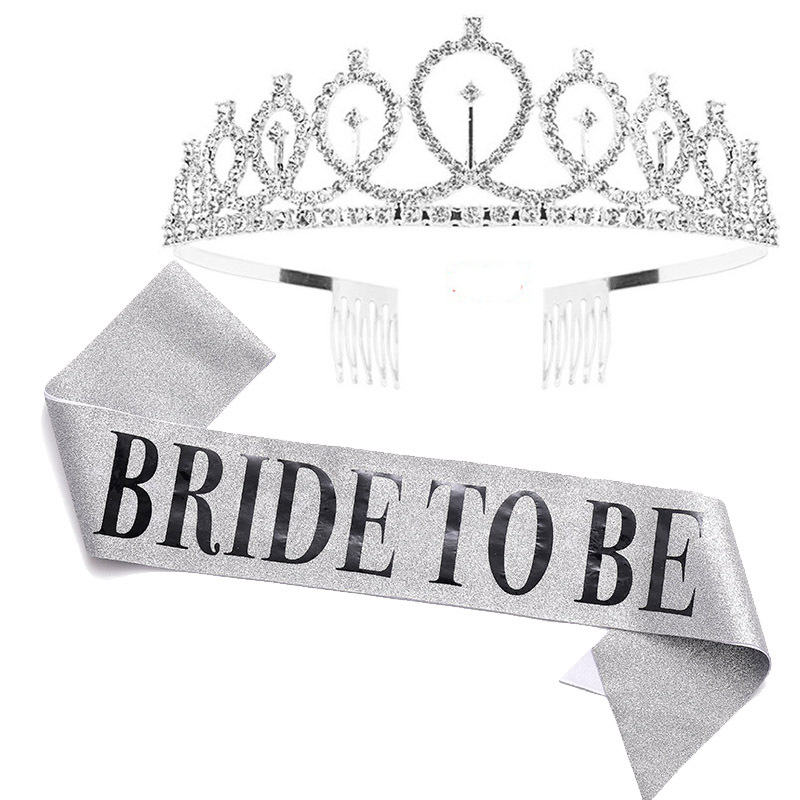 1セットローズゴールド花嫁はサテンサッシュクラウンウェディン - Bride Tribe Sash のレビューと価格