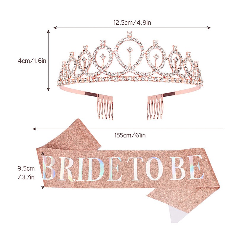 1セットローズゴールド花嫁はサテンサッシュクラウンウェディン - Bride Tribe Sash のレビューと価格