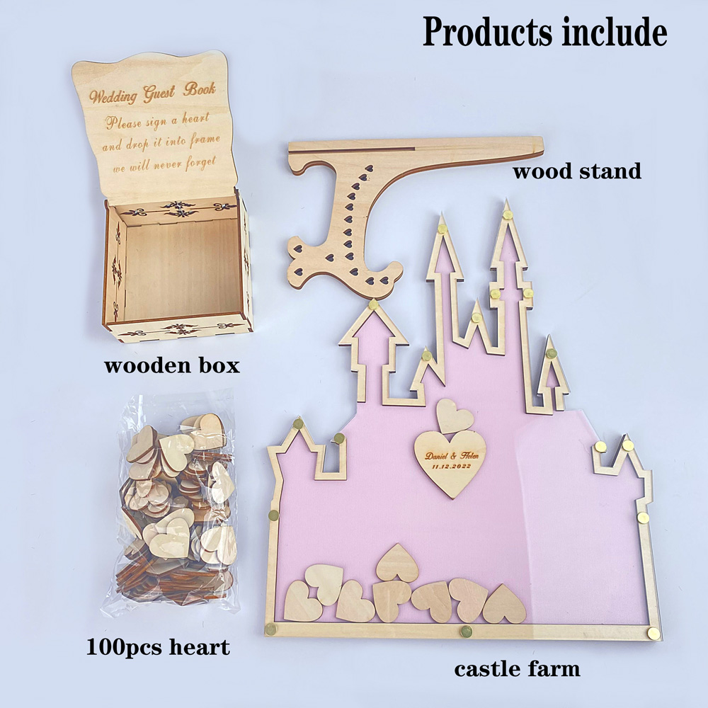 パーソナライズされた城ゲストブック結婚式のドロップボックスア - Wedding Favor Box のレビューと価格
