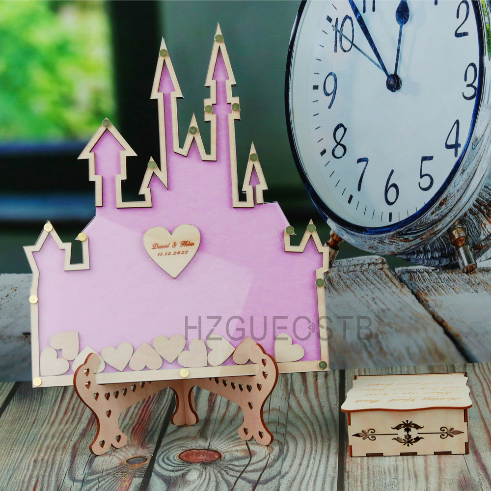 パーソナライズされた城ゲストブック結婚式のドロップボックスア - Wedding Favor Box のレビューと価格