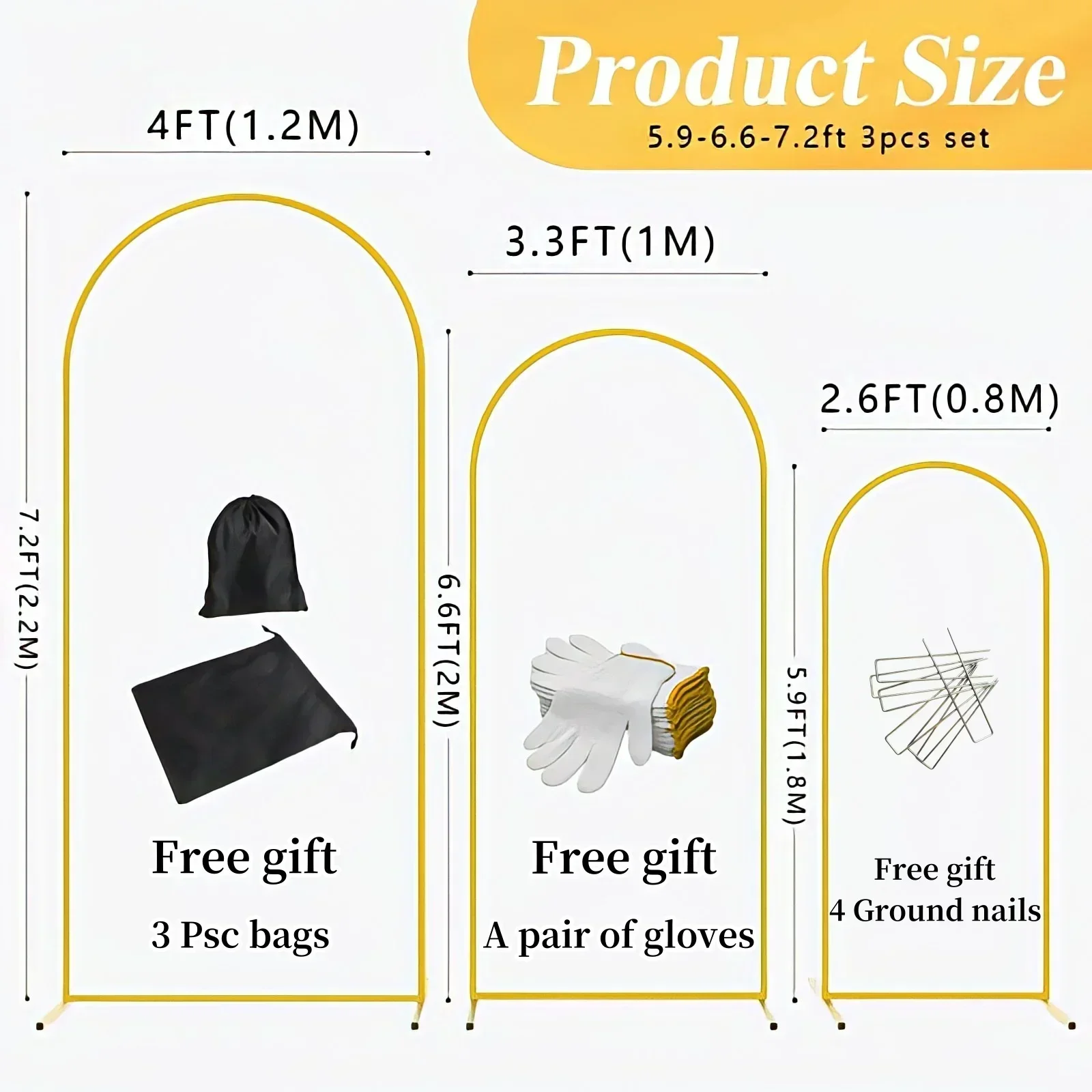 EU 倉庫ゴールドメタルバルーンアーチセット大型ウェディング - Wedding Balloon Arch のレビューと価格