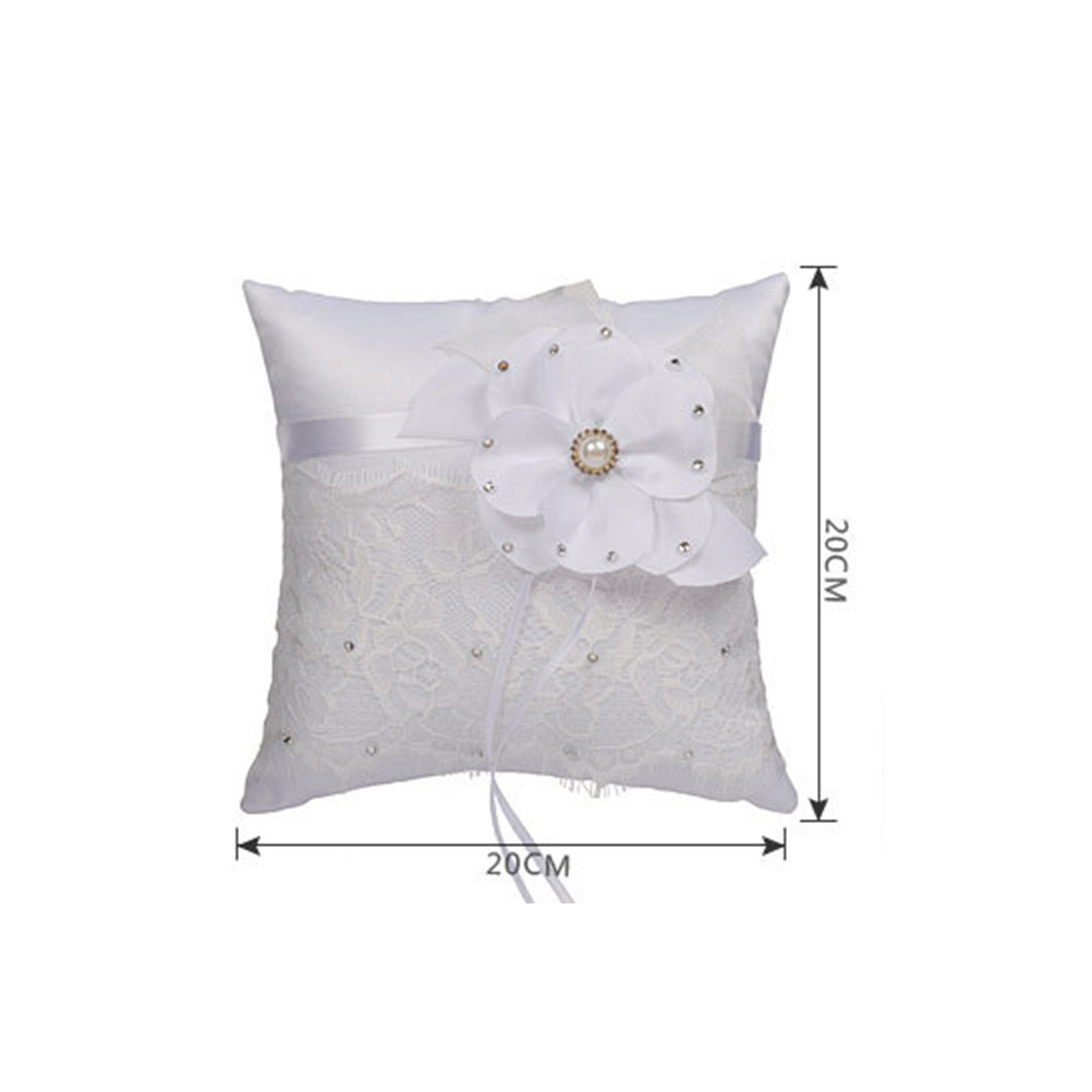 結婚指輪枕 レースフラワー パール クリスタル装飾 ブライダ - Ring Bearer Pillow のレビューと価格