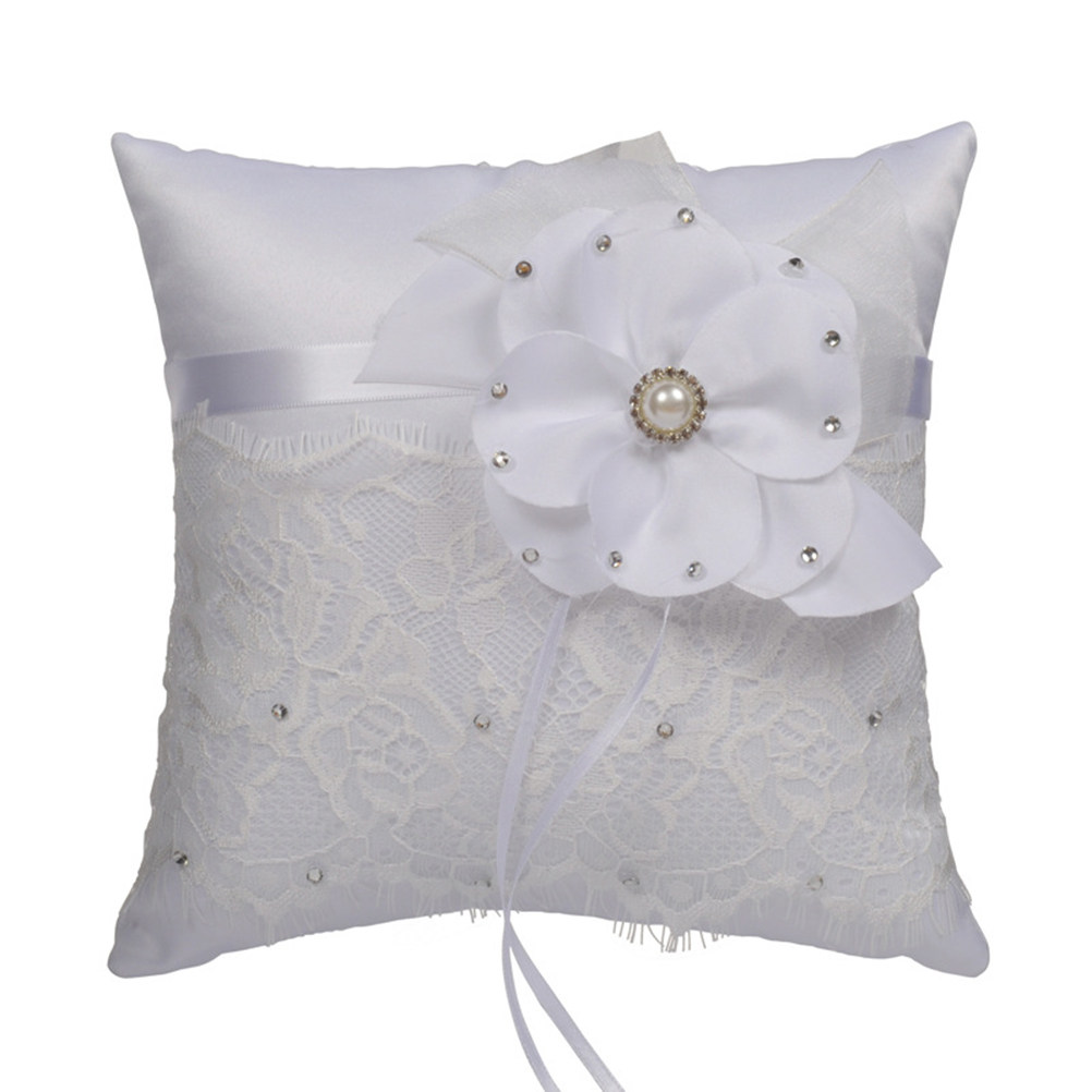 結婚指輪枕 レースフラワー パール クリスタル装飾 ブライダ - Ring Bearer Pillow のレビューと価格