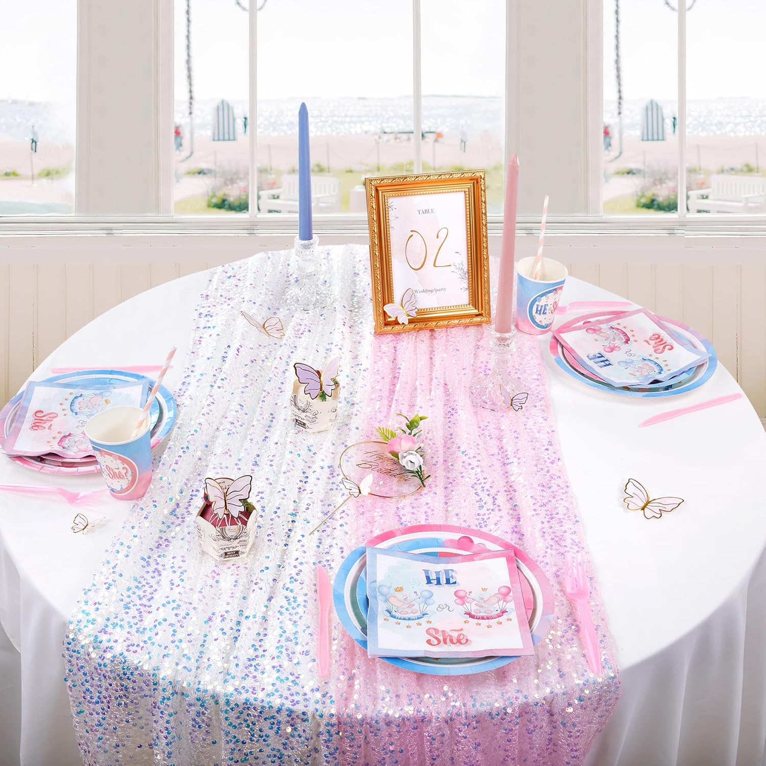 グリッター虹色スパンコールテーブルランナー、ソフトウェディン - Table Runner Sequin のレビューと価格