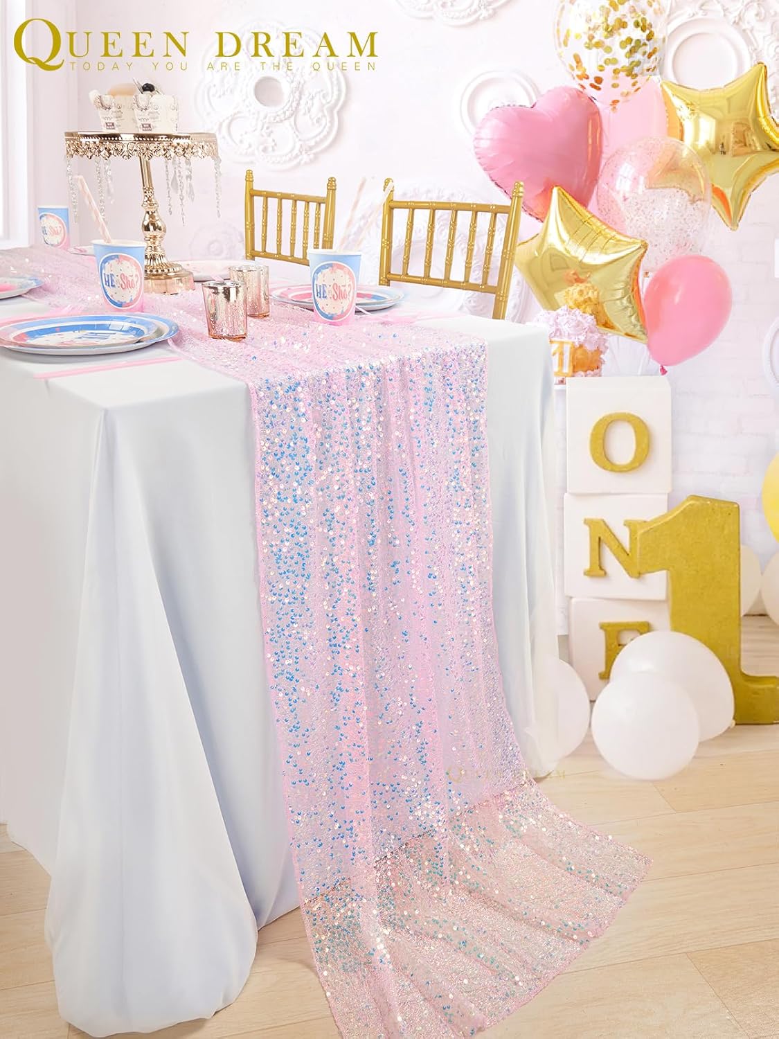 グリッター虹色スパンコールテーブルランナー、ソフトウェディン - Table Runner Sequin のレビューと価格