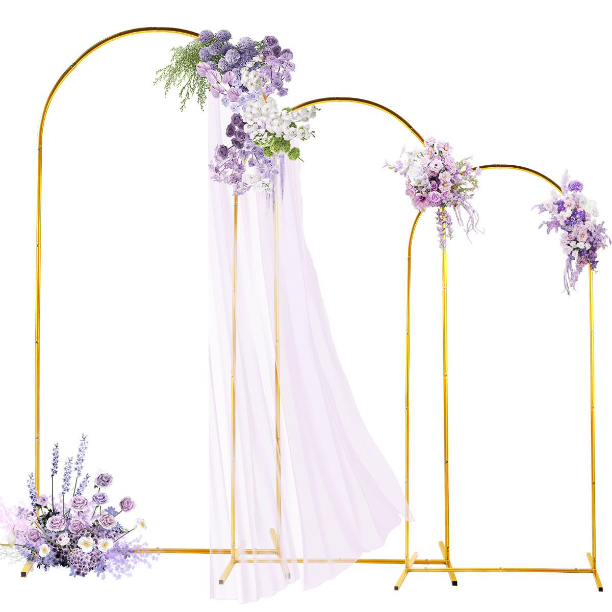 3パック ゴールデンメタルアーチキット、調節可能＆ポータブル - Wedding Balloon Arch のレビューと価格