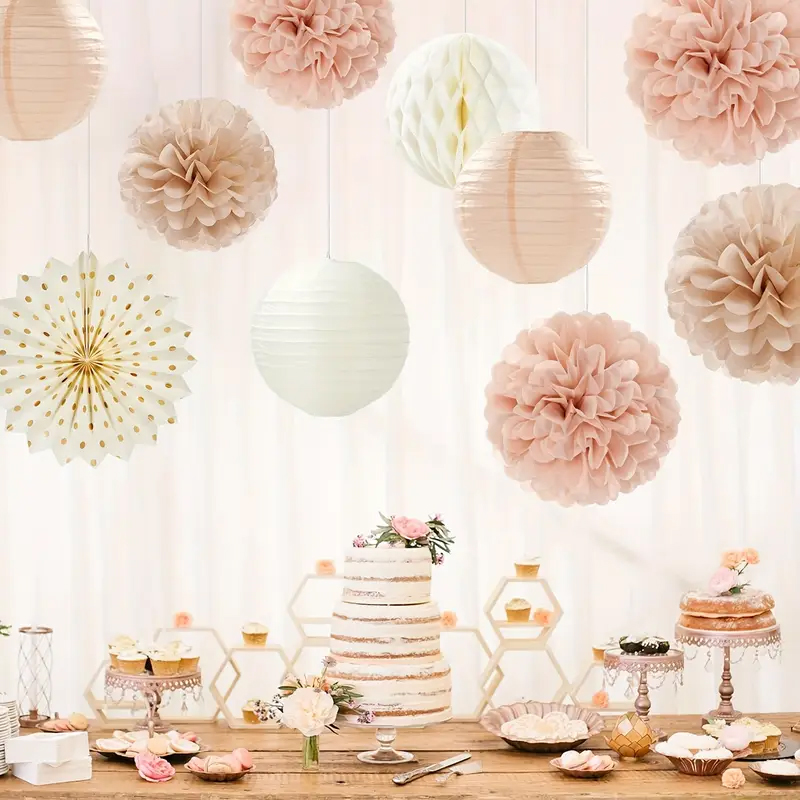 11個入り シャンパンゴールドとベージュのペーパーフラワー、 - Wedding Ceremony Supply のレビューと価格